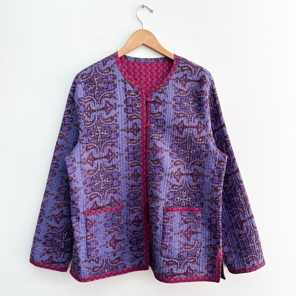 Provence D’Amour Women’s Reversible Purple and Violet Reversible Paisley Quilted
